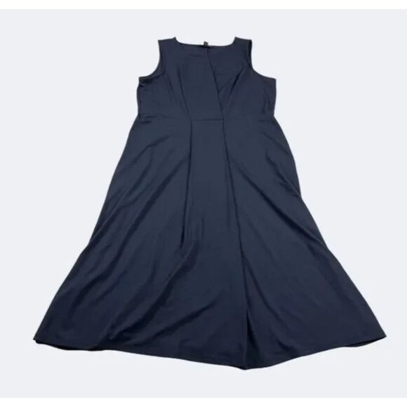 J. Jill Wearever Collection WE Navy Blue Pleated Midi Dress Size 2X 18 20 Plus - Picture 6 of 9